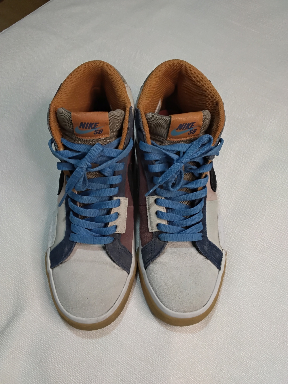Nike SB Zoom High-Top Sneakers in Blue, Tan and Gray Mens Sz 8.5